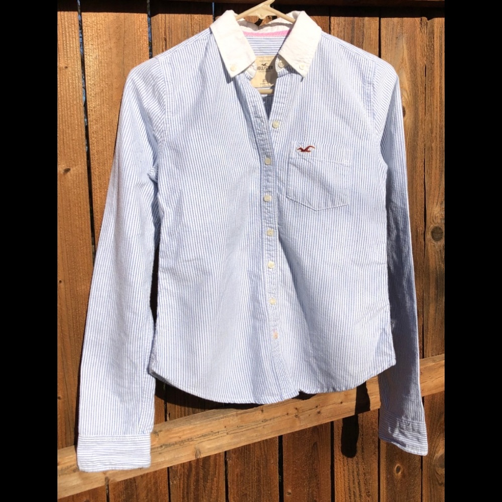 Hollister Button Down Long Sleeve Shirt, XS, EUC, pet/smoke free home - Picture 9 of 9